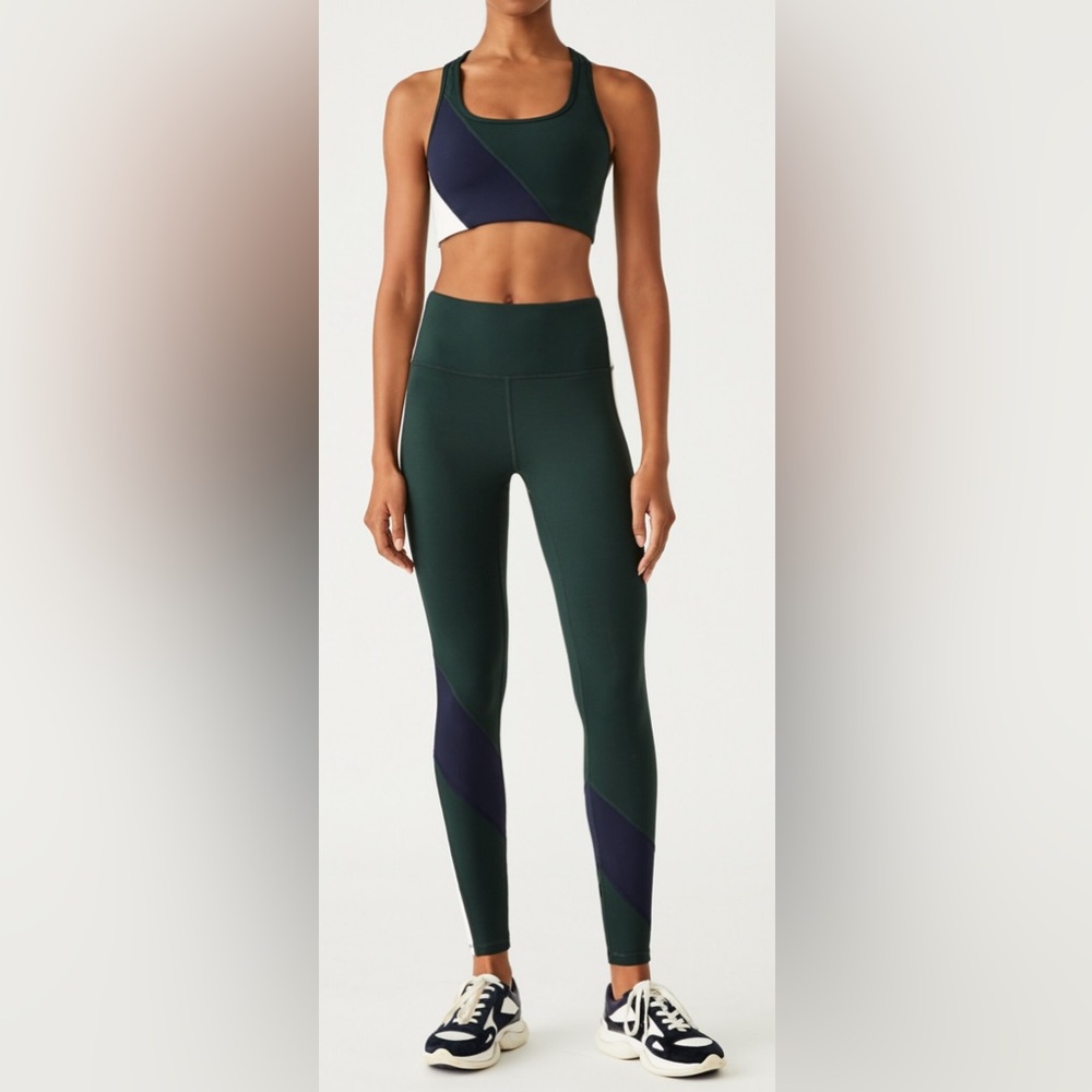 TORY BURCH SUPER HIGH RISE WEIGHTLESS COLOR-BLOCK LEGGINGS